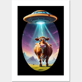 UFO Cow Abduction Posters and Art